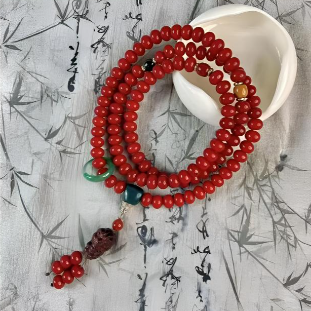 红菩提算盘珠108颗脖挂手串