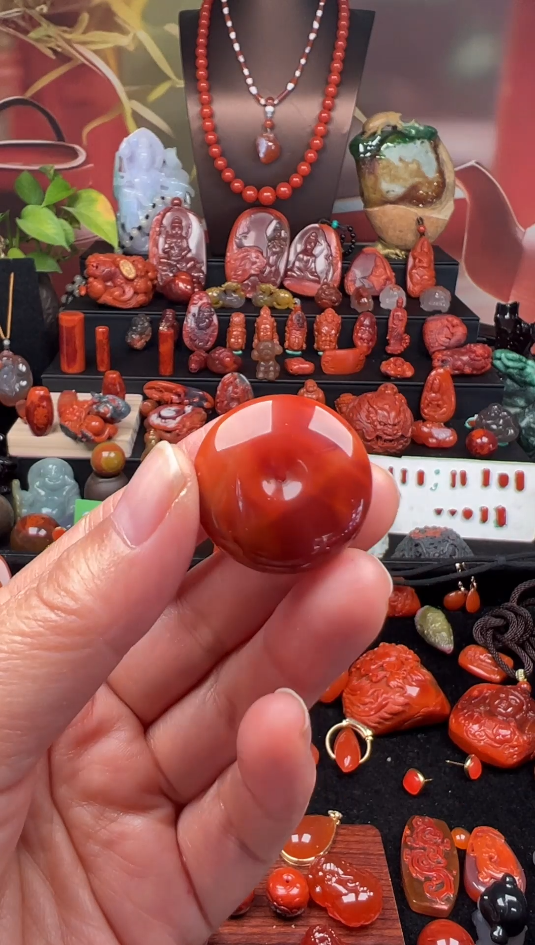 未镶嵌平安扣南红玛瑙雾**簪平安扣