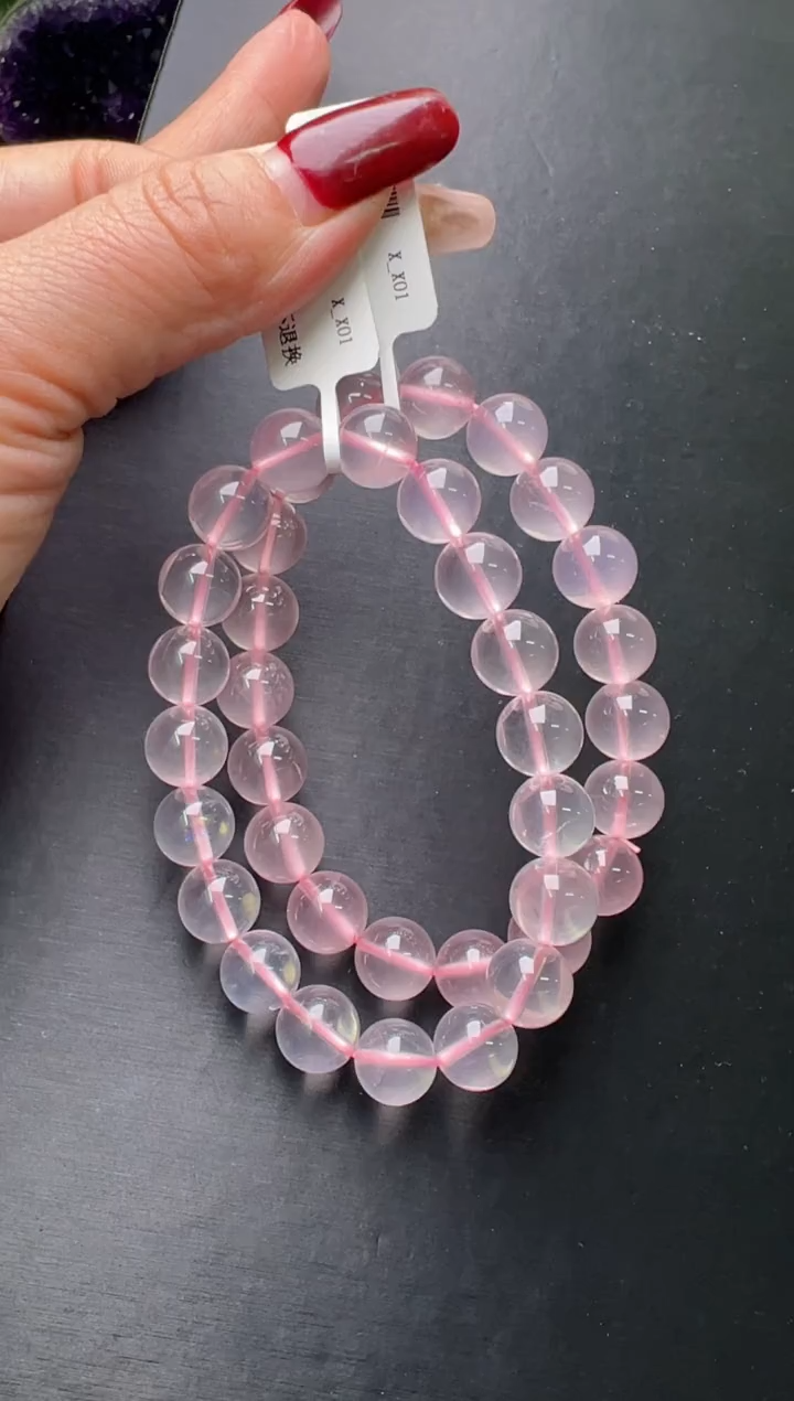 【闪购商品】水晶手串未镶嵌粉水晶手串11m+多样性发一X30939