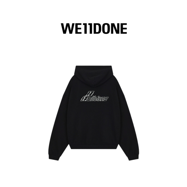 【千玺同款 】WE11DONE珍珠样式LOGO拉链连帽卫衣外套25-853