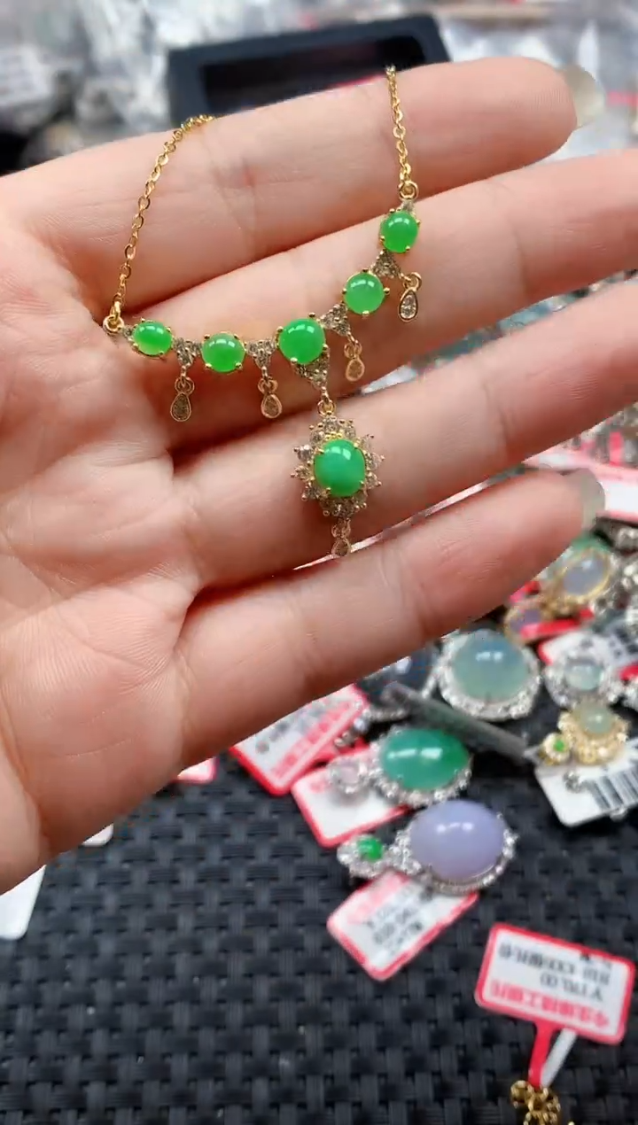 银S925镶嵌戒指翡翠天然A货缅甸翡翠