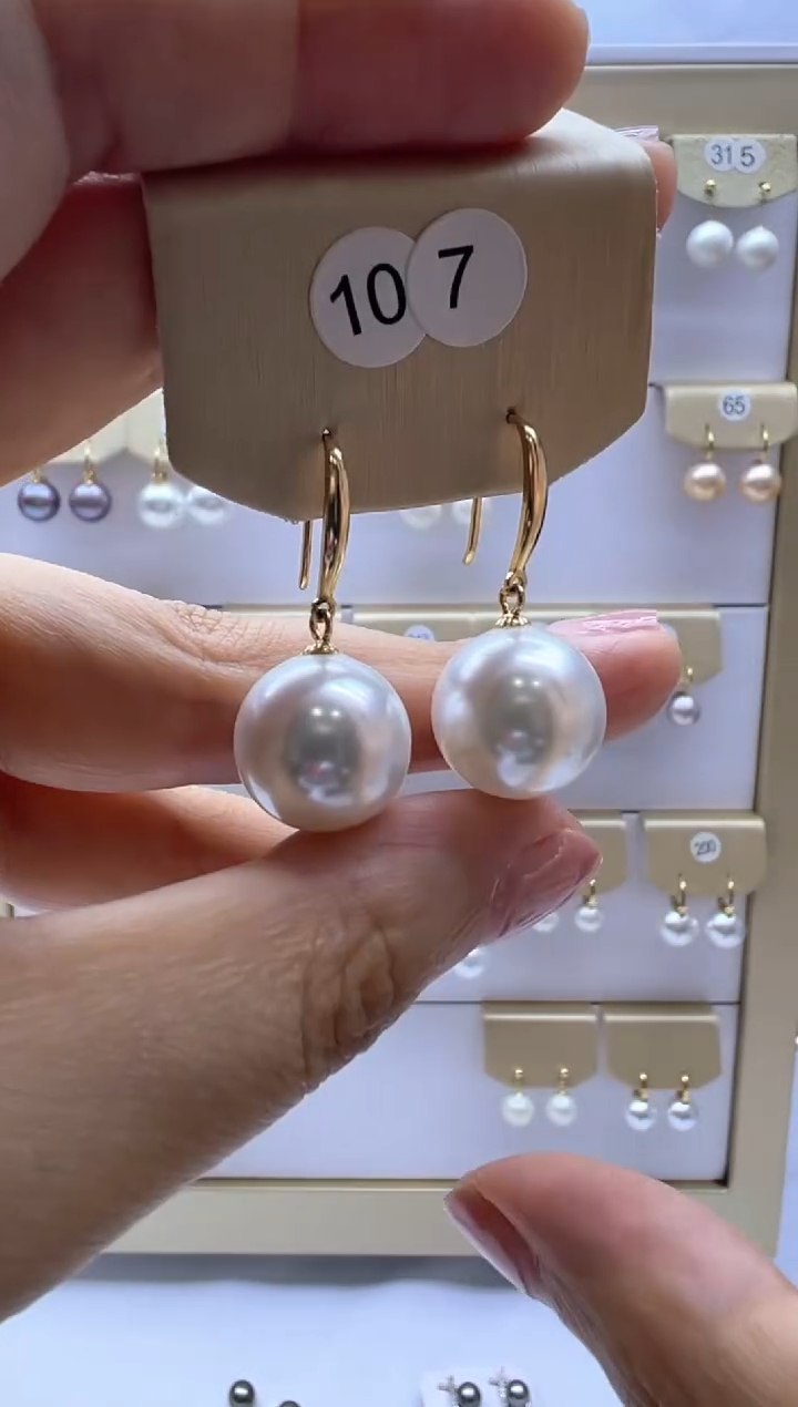 银S925镶嵌淡水珍珠耳饰107