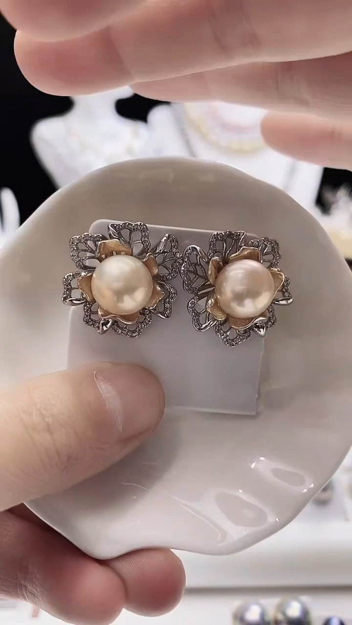 【闪购商品】淡水珍珠耳钉银S925镶嵌淡水珍珠耳钉