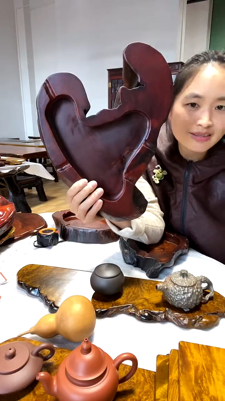 大果紫檀（缅甸花梨）木头款果盘100