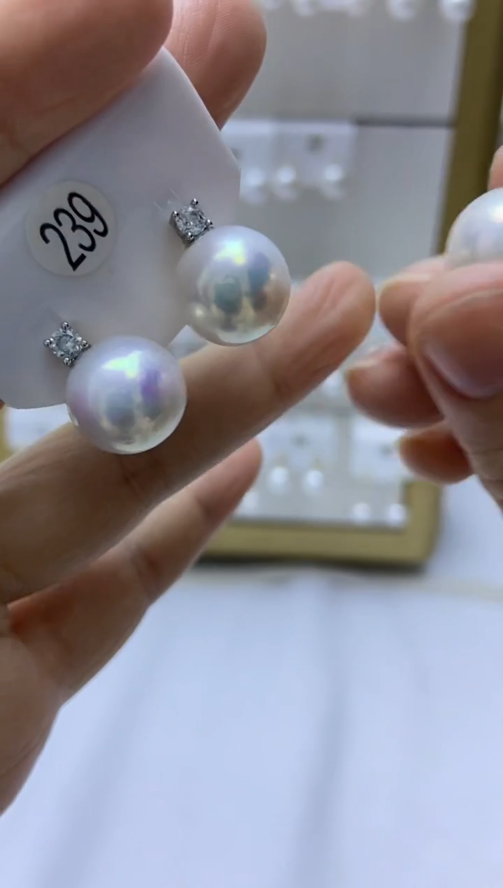 银S925镶嵌耳饰淡水珍珠239