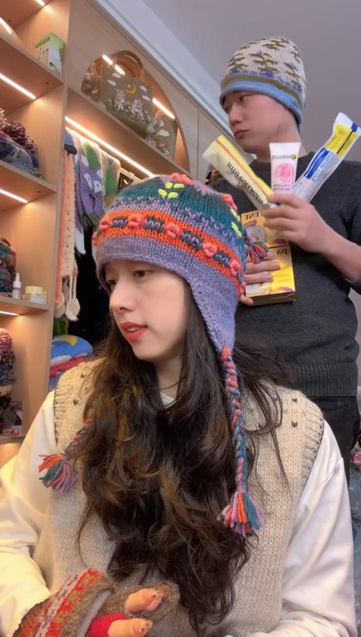 羊毛纯手工橘色五瓣花