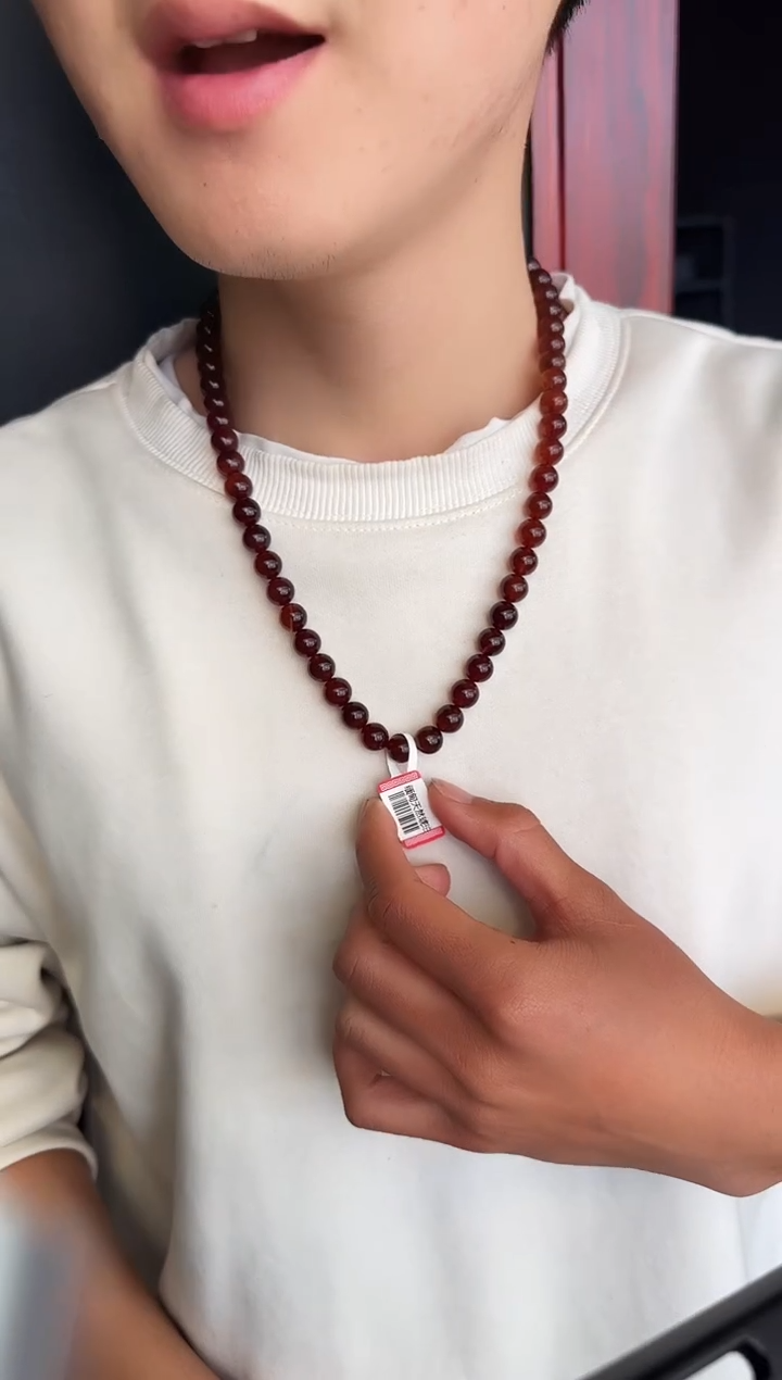 琥珀颈饰未镶嵌#63缅甸琥珀紫罗兰妈妈链9mm