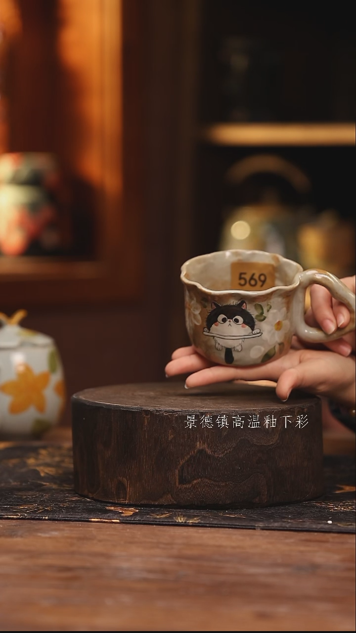 陶瓷景德镇高温釉下手绘陶瓷@L569@