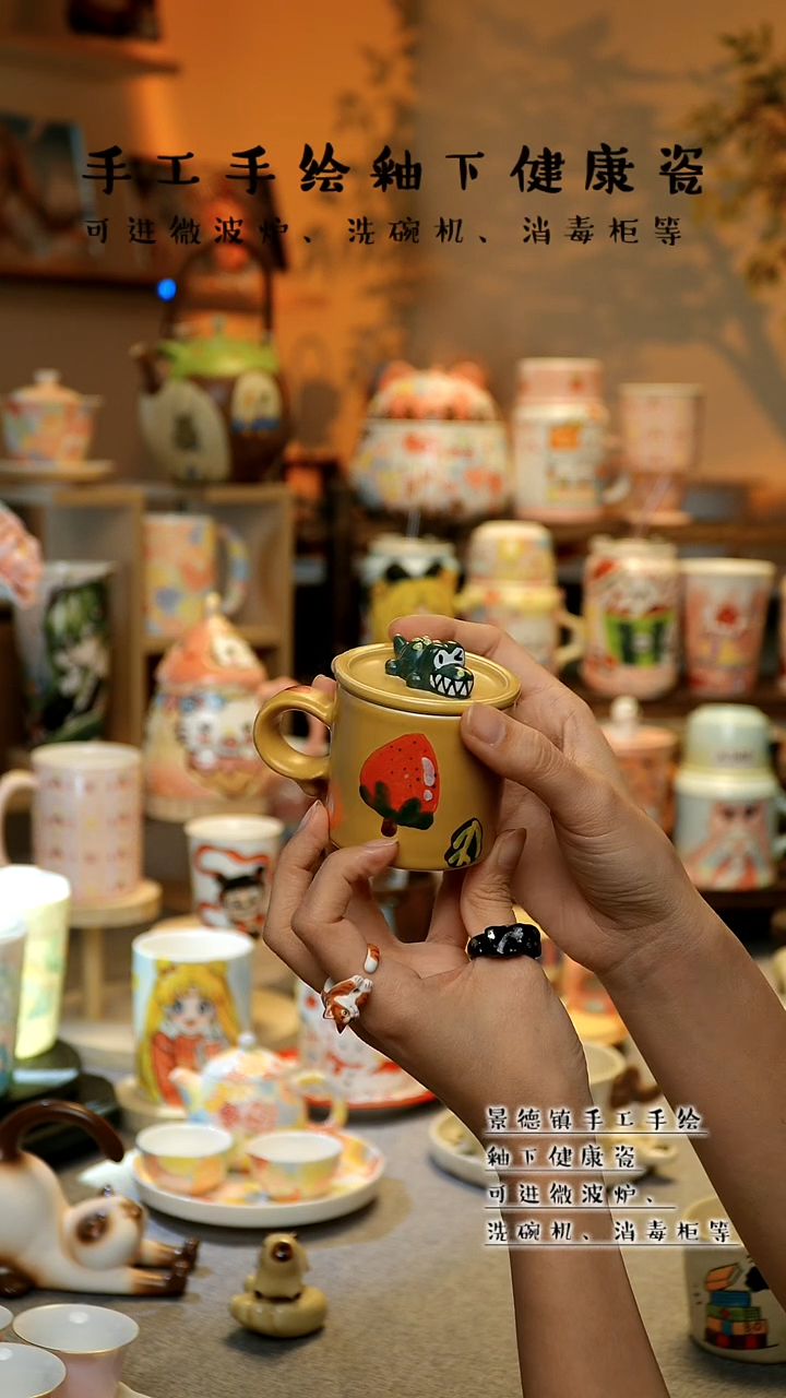 【闪购商品】杯陶瓷景德镇高温釉下彩&W651-3