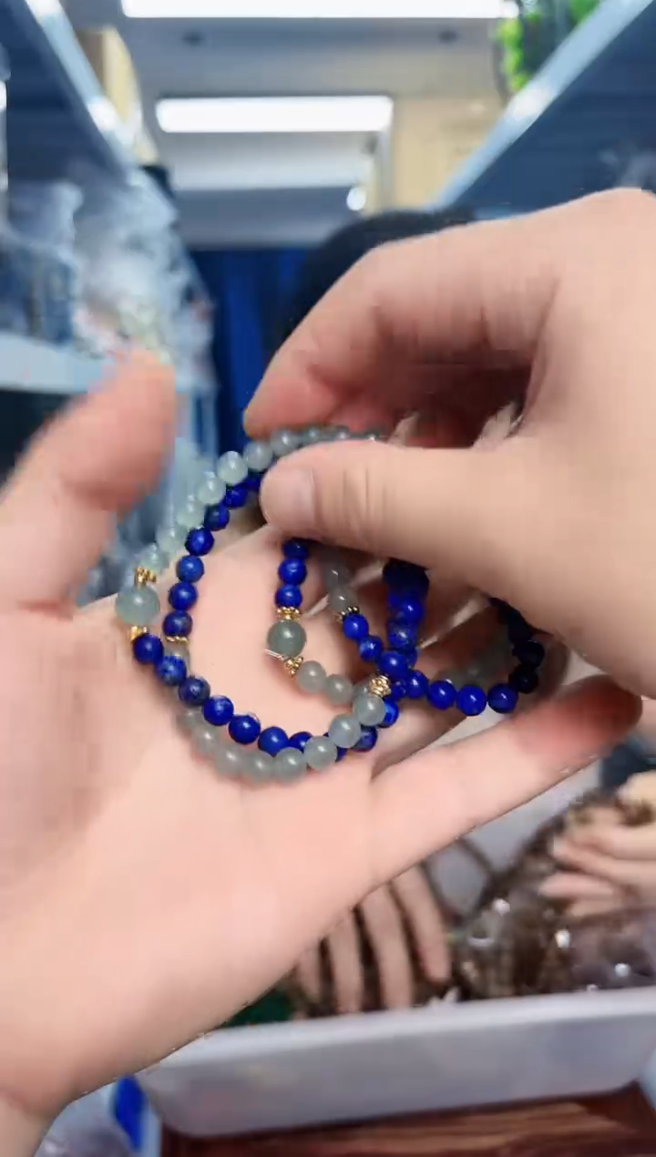 未镶嵌青金石手链蓝水双圈手串