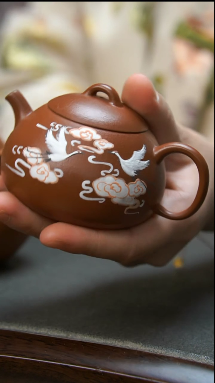 【闪购商品】紫砂茶壶朱泥鹤壶微瑕