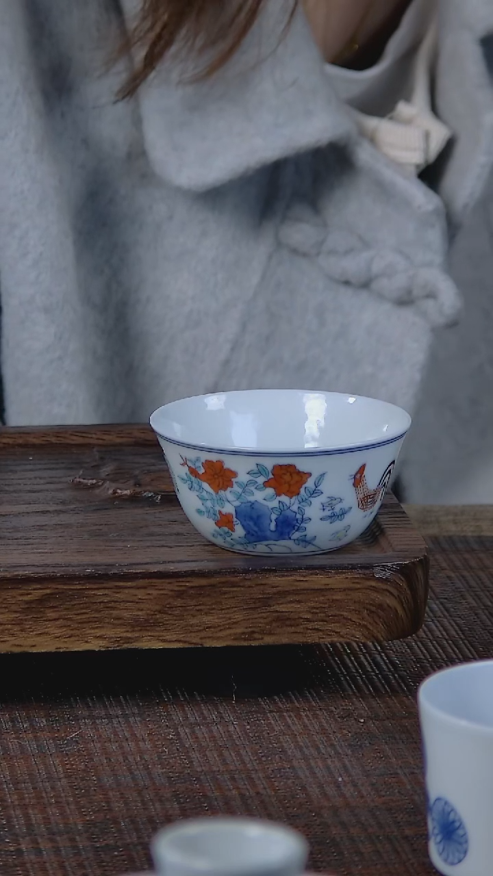 【闪购商品】折葵非器手工手绘斗彩鸡缸杯