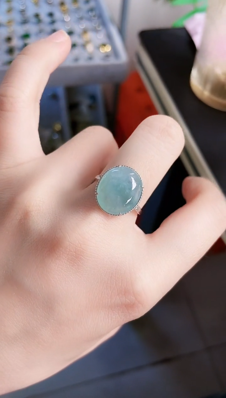 【闪购商品】翡翠银S925镶嵌戒指465464