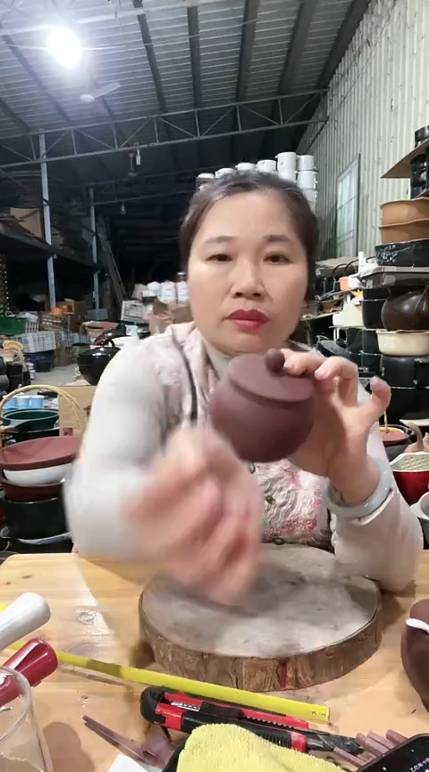 陶瑕疵紫砂小号圆罐不圆色差