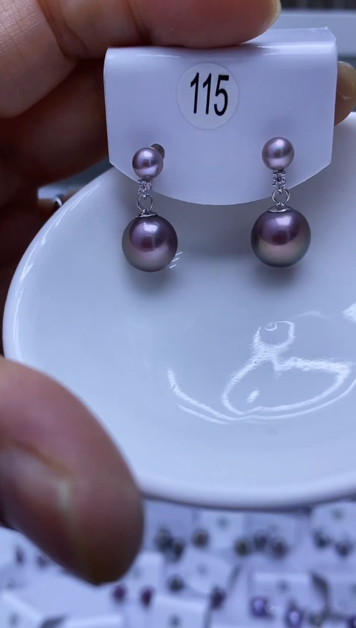 银S925镶嵌耳饰淡水珍珠115