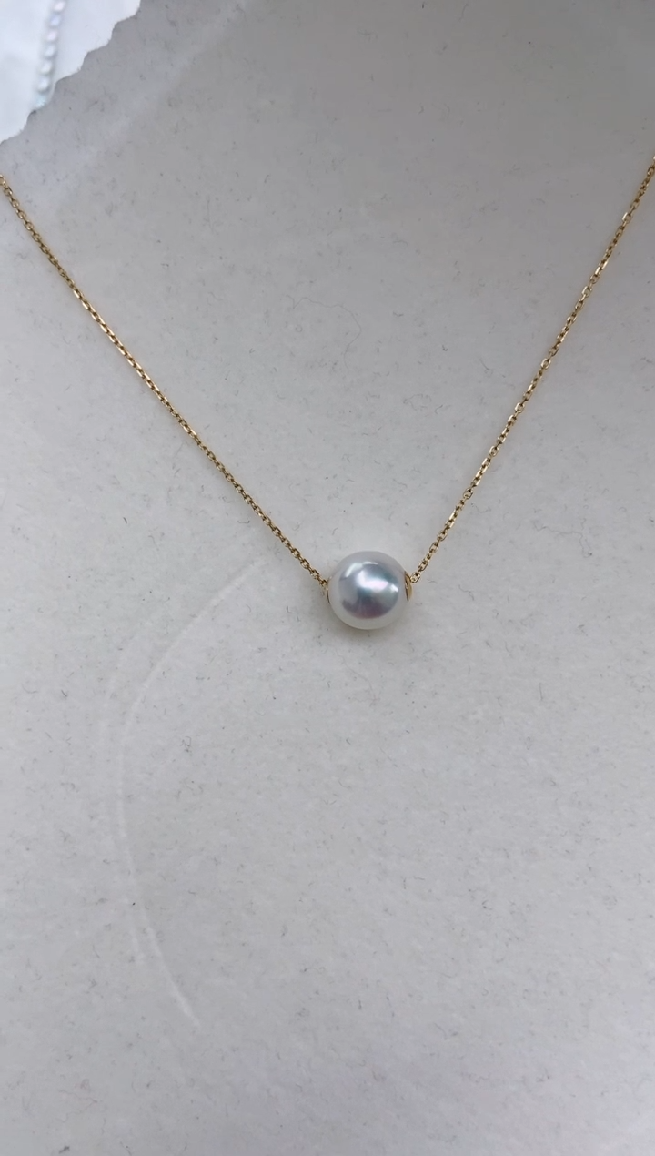 【闪购商品】海水珍珠项链18K金镶嵌9-9.5mm路路通