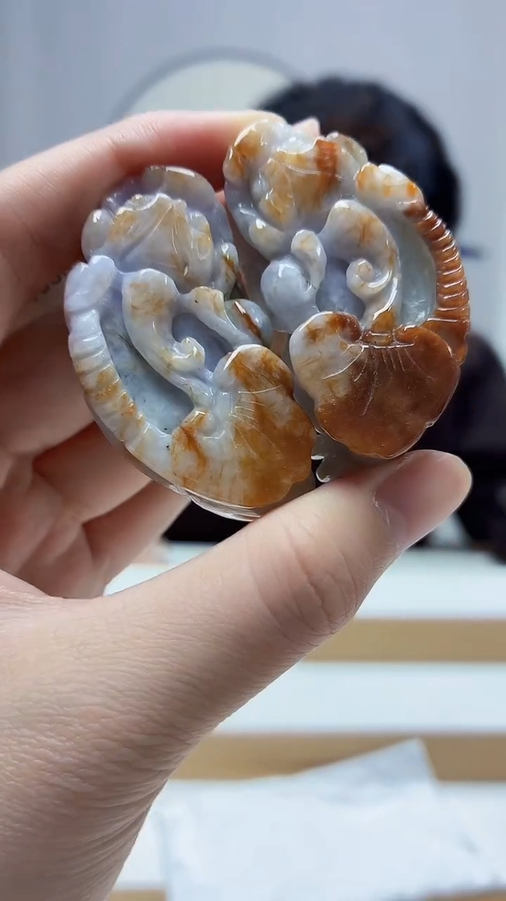 未镶嵌定制翡翠5145zm-毛货一对挂件65