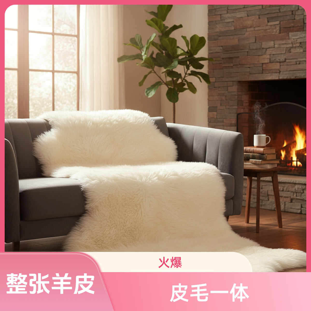 整张羊皮皮毛一体沙发椅子垫飘窗垫地垫