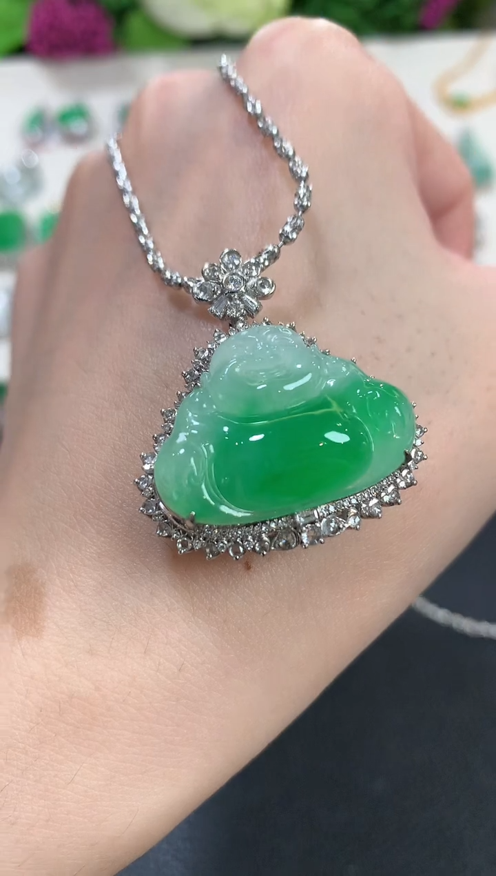 吊坠(不含链)18K金镶嵌翡翠a110