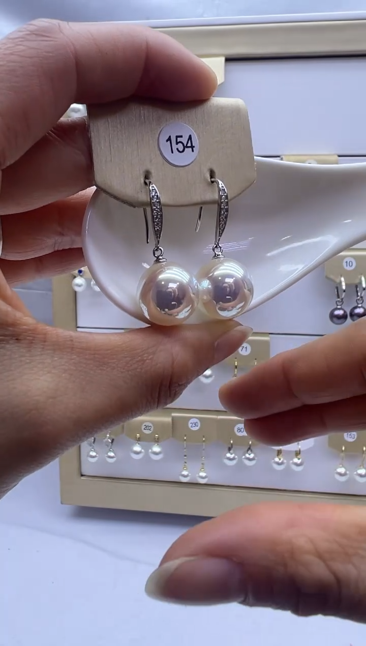 银S925镶嵌耳饰淡水珍珠154