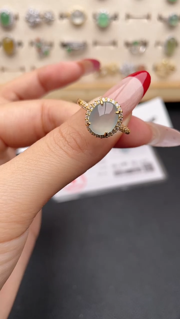 【闪购商品】翡翠戒指银S925镶嵌一物一证一礼盒