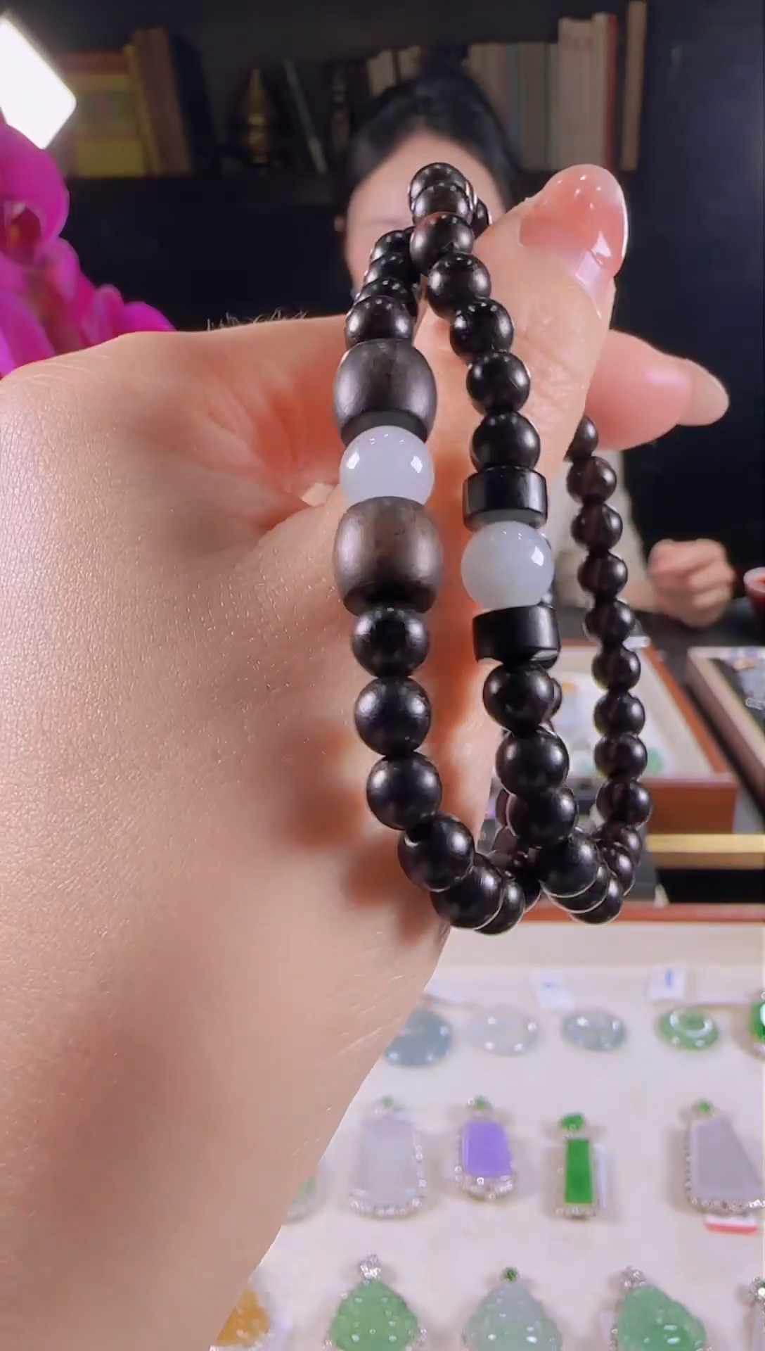 【闪购商品】翡翠手串未镶嵌翡翠单珠实木手串（实物多样性随机发货）