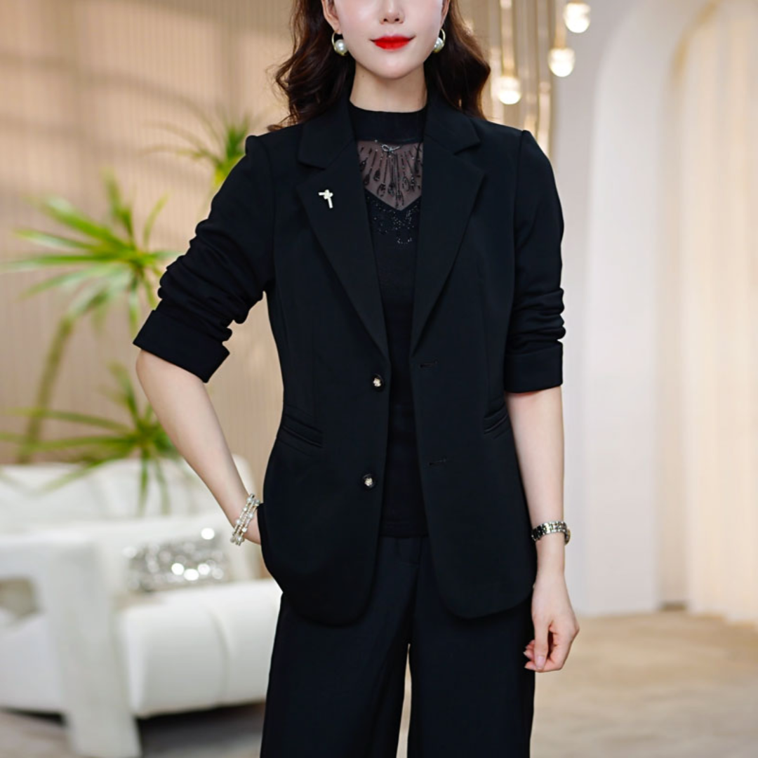 【莫瑞定制】高级感黑色西装外套女2025年秋装气质修身显瘦职业上衣