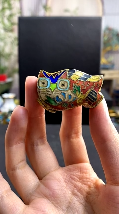 【闪购商品】非遗技艺 景泰蓝粉盒猫头鹰（微瑕）