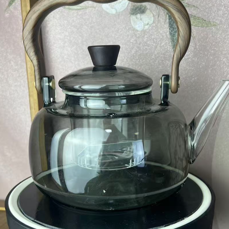 烟灰色提梁壶1000毫升高硼硅熟料耐高温抗低温