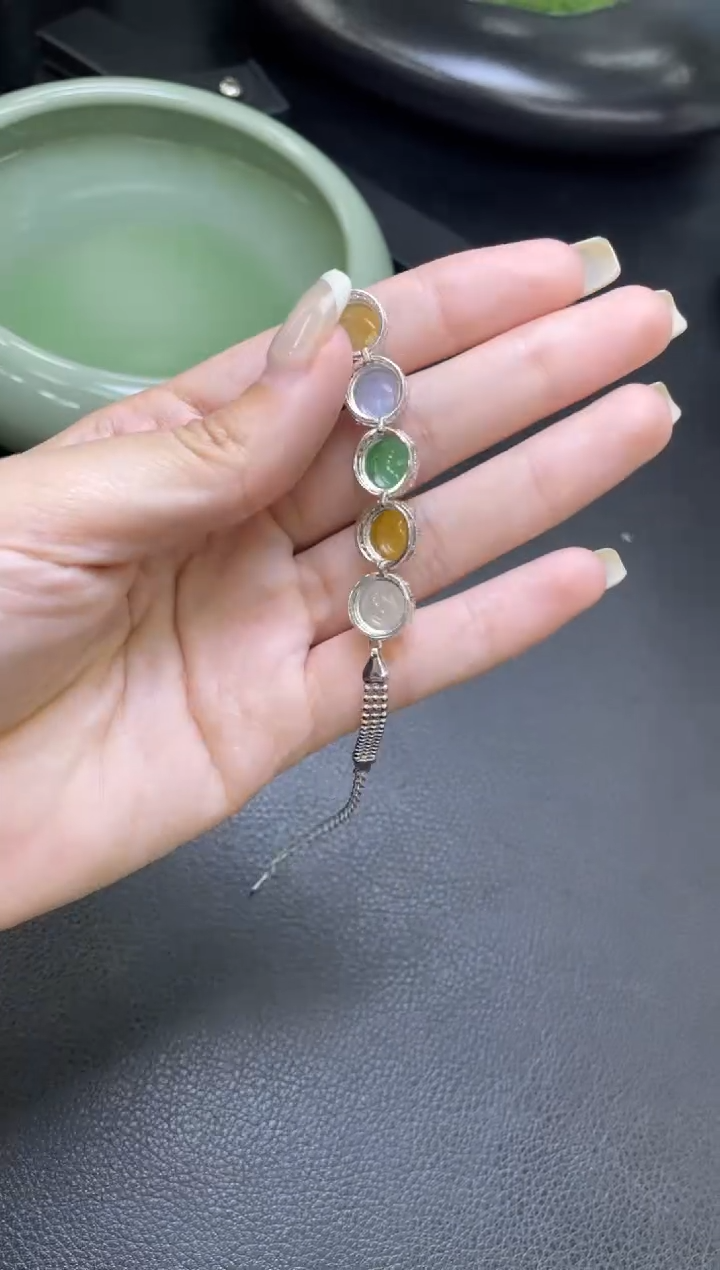 银S925镶嵌手链翡翠手链