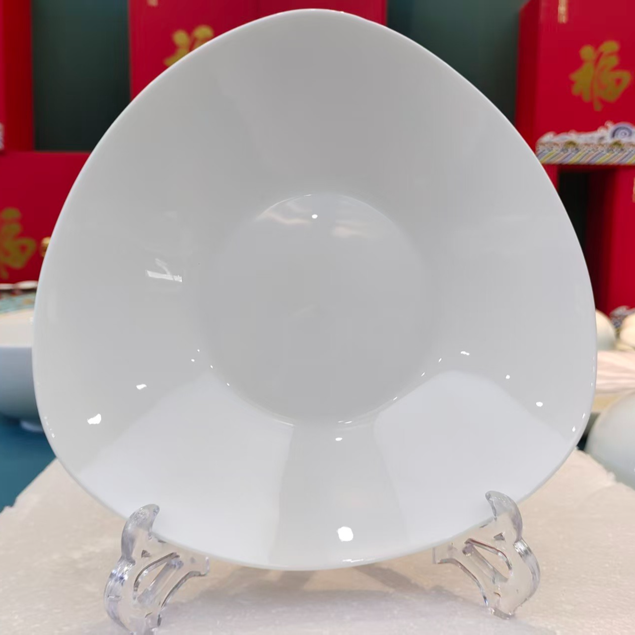 景德镇餐具【微瑕尾货】纯白高骨三角窝盘
