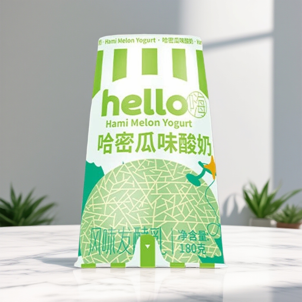 天润 Hello嗨哈密瓜味酸奶风味发酵乳 180g/杯/案场无货