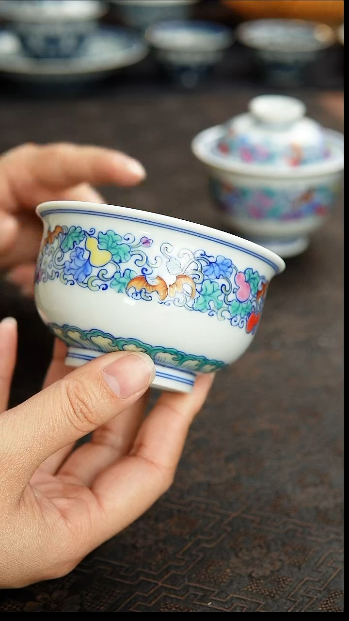 陶瓷一吖陶瓷斗彩葫芦杯