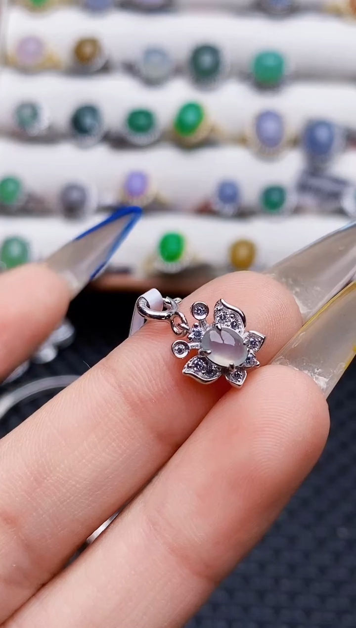 银S925镶嵌戒指翡翠0079