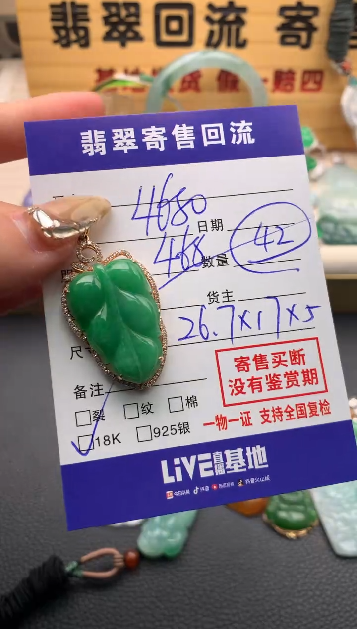 【闪购商品】翡翠颈饰18K金镶嵌21009870