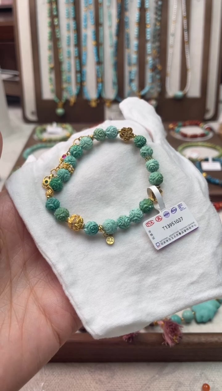 银S925镶嵌绿松石手串103