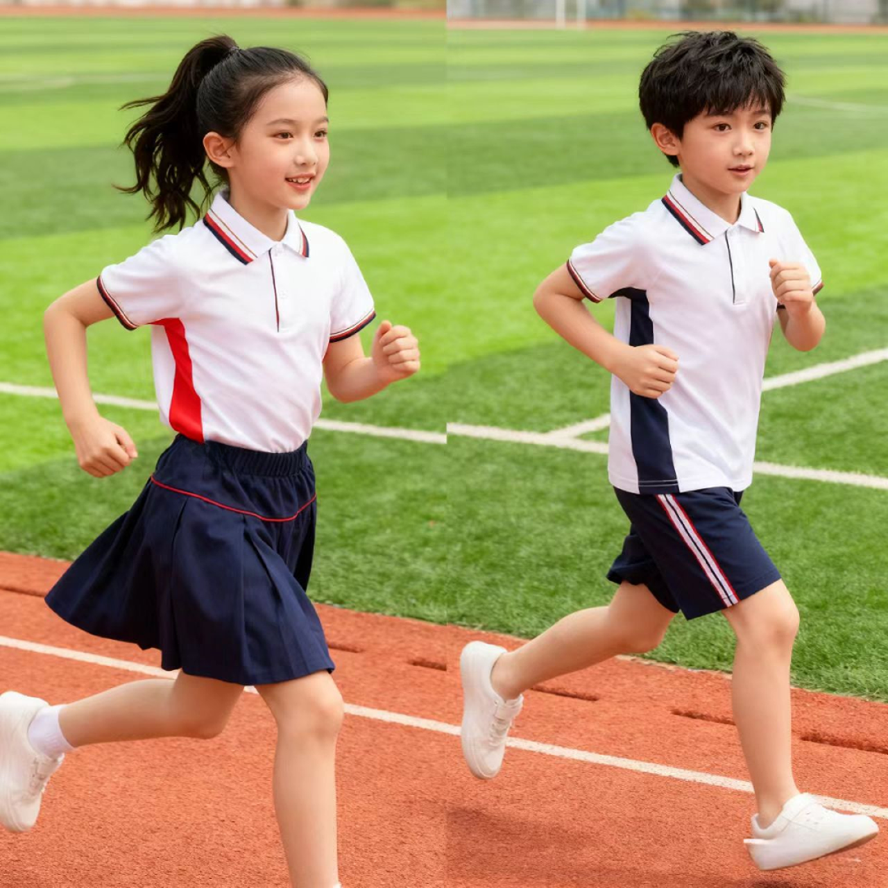 润克【江西吉安校服小学夏款套装】男款短袖短裤女款短裙裤统一运动