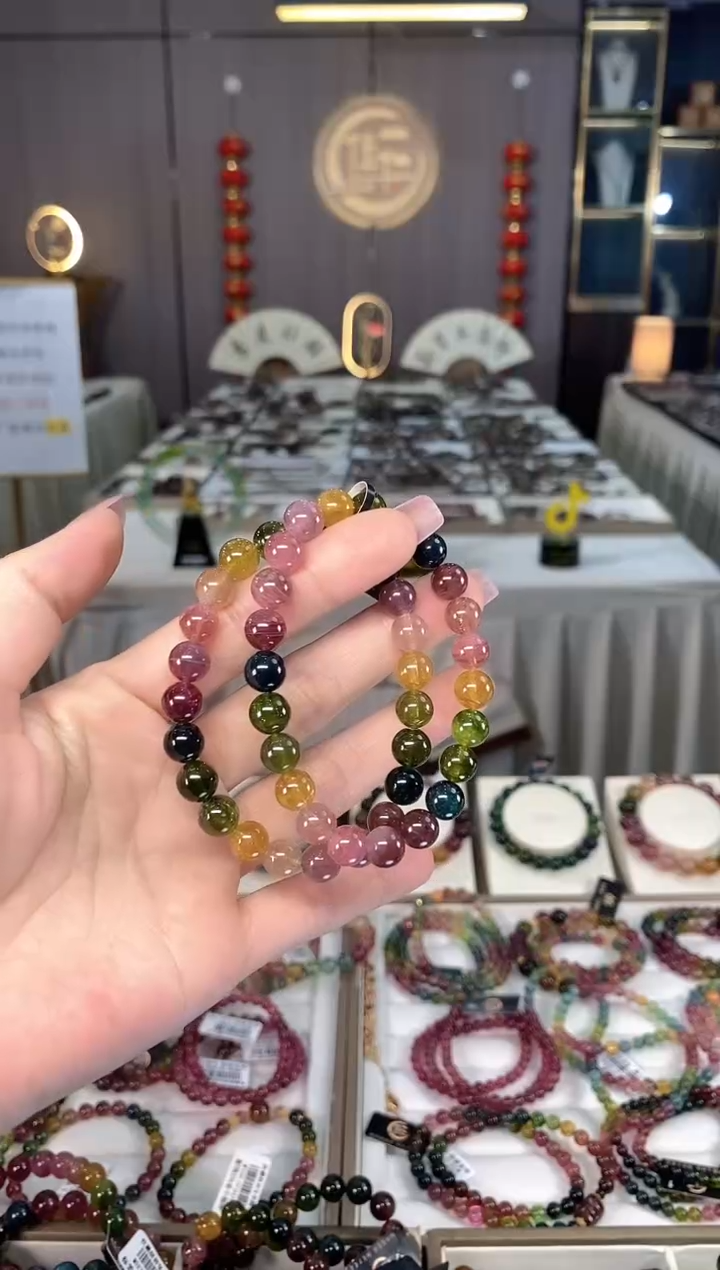 未镶嵌老矿碧玺彩虹单圈手串8mm+碧玺多样性发货一条hon