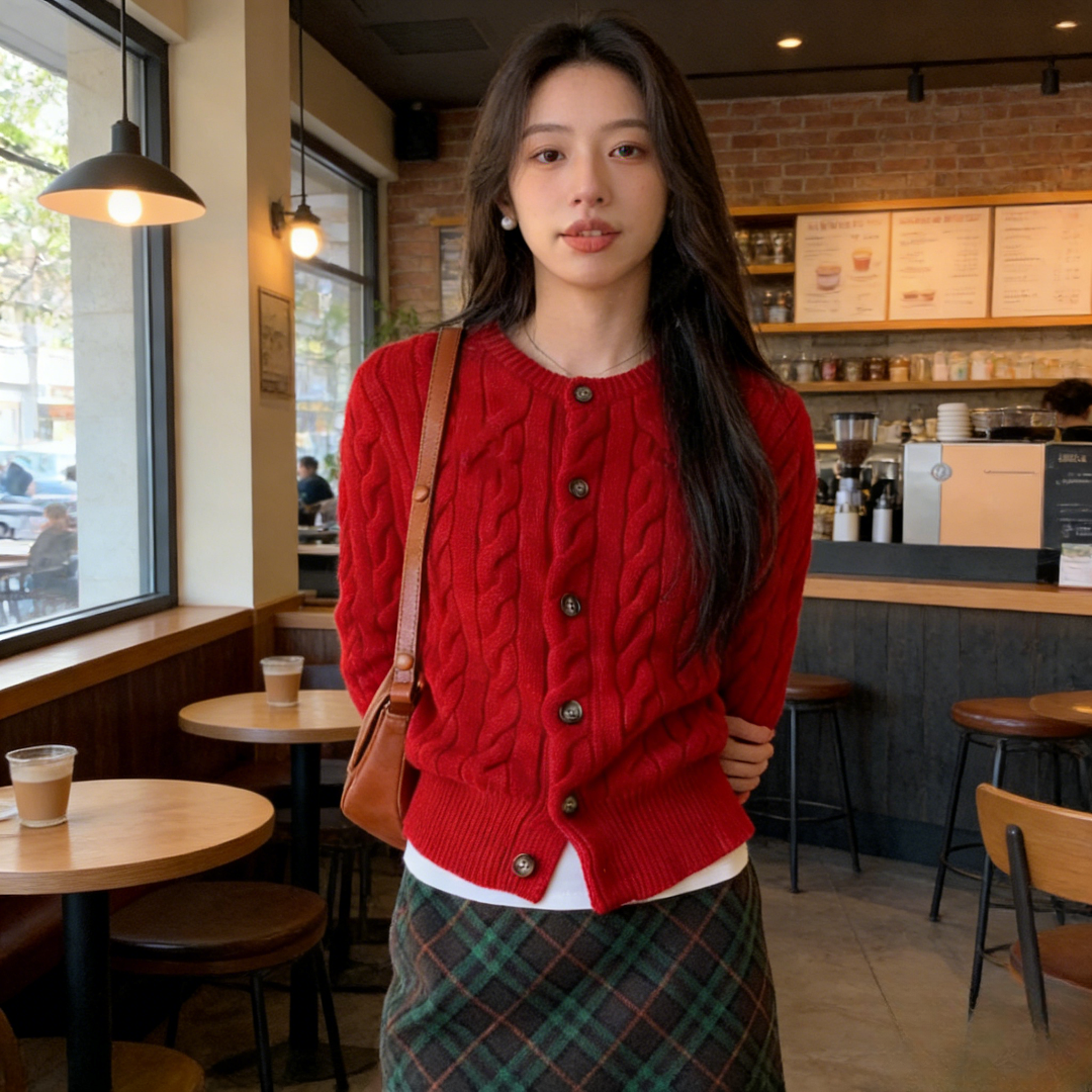 Did.【刺绣】【纽扣】开衫新款经典粗绞花针织纯棉珺伽