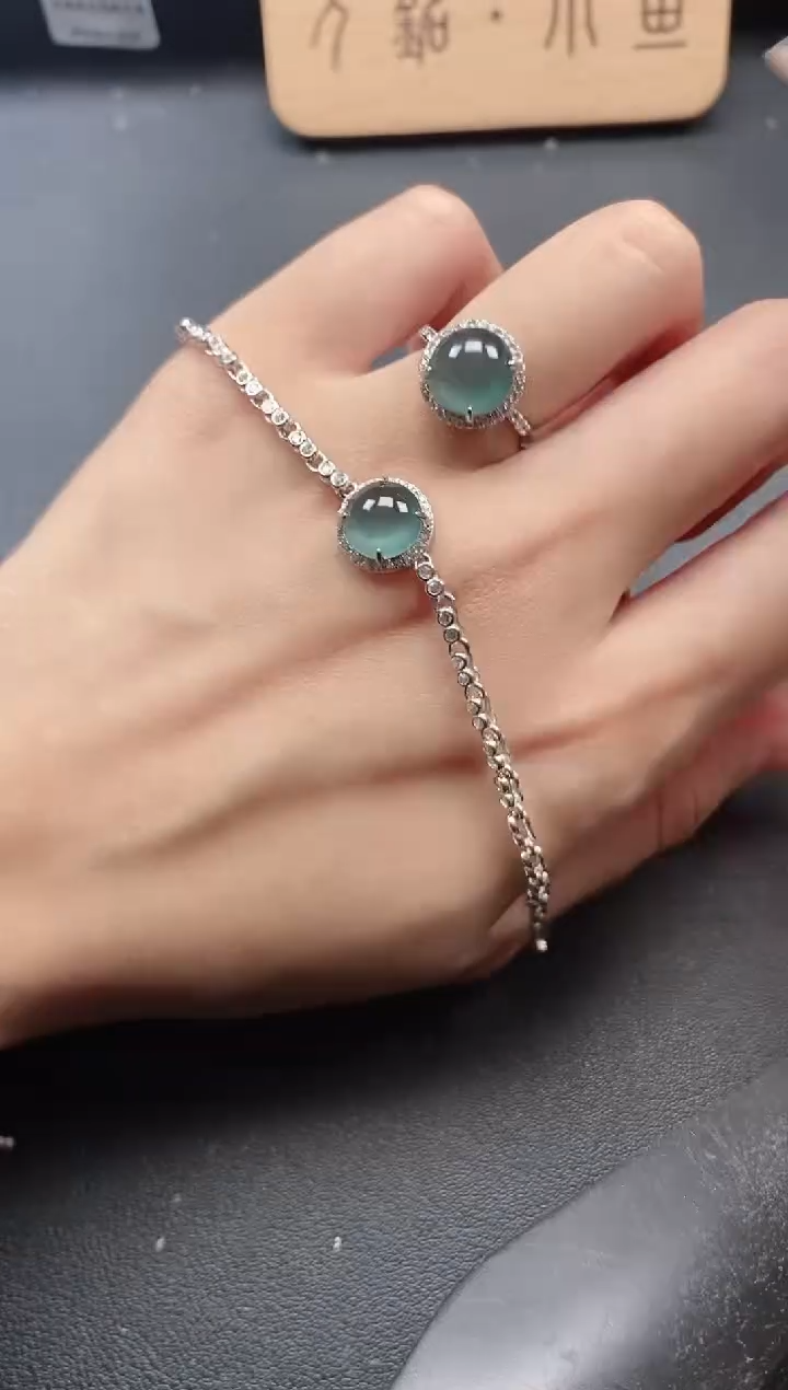 银S925镶嵌戒指翡翠51511