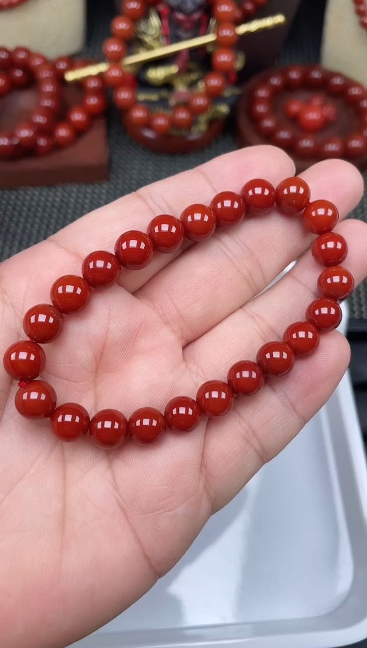 未镶嵌南红玛瑙珠宝半成品8mm牛血红手串