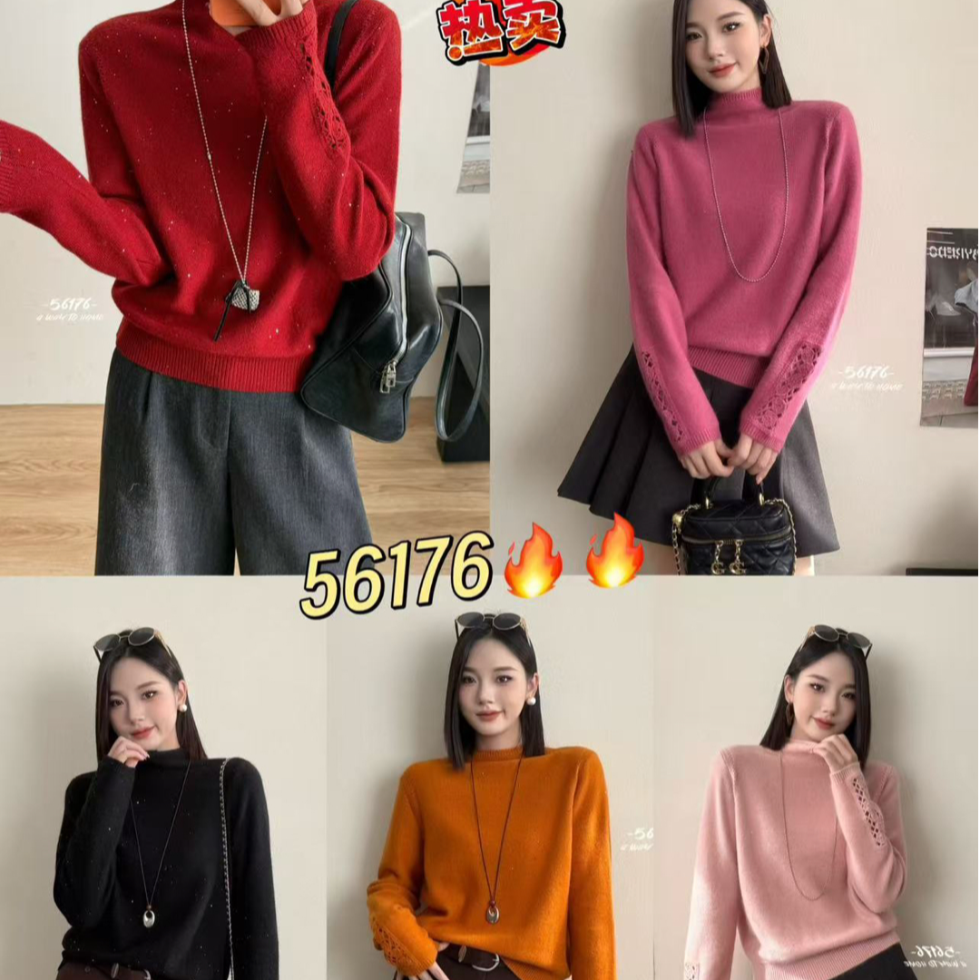  [ W i F i ]56176欧货细闪亮片羊毛衫(衣长58)