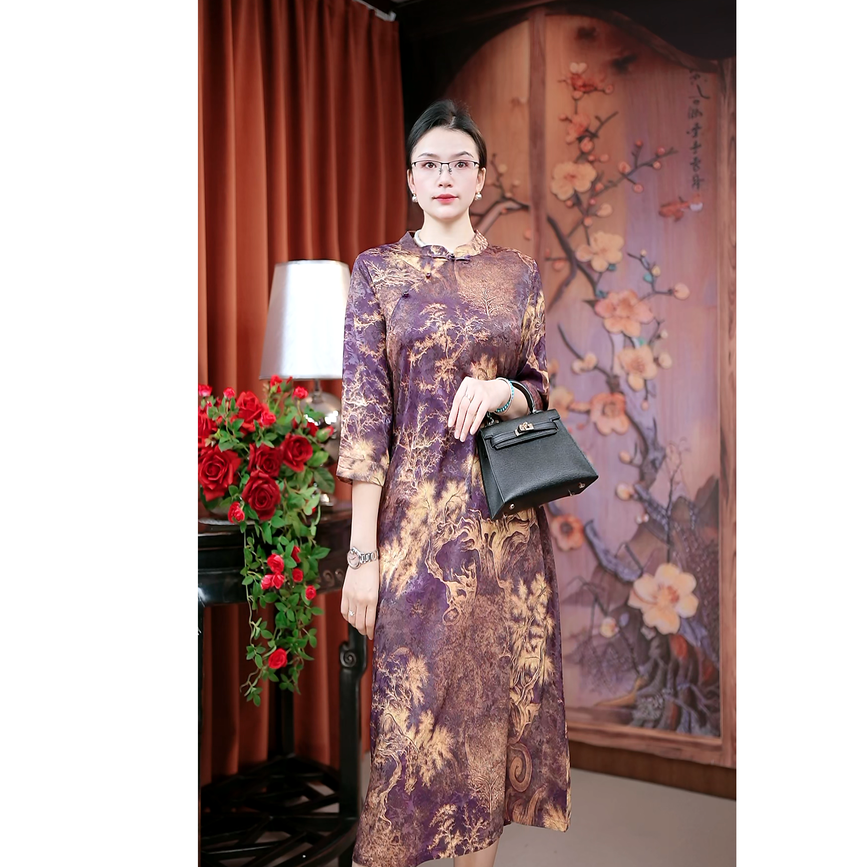 （云裳）圆领常规慵懒风秋季套头连衣裙优雅国风气质显瘦时尚