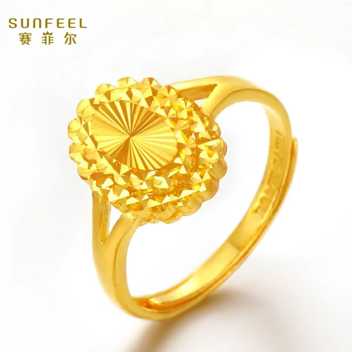  赛菲尔足金®999时尚多层防钻戒