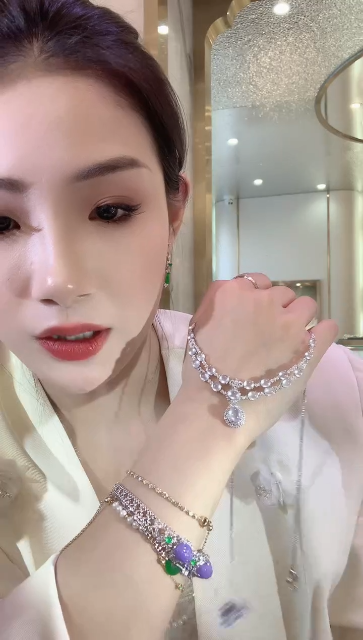 【闪购商品】翡翠套链18K金镶嵌A67翡翠