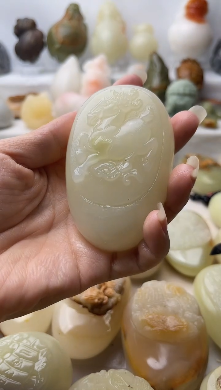 石材方解石手把件不退换羊