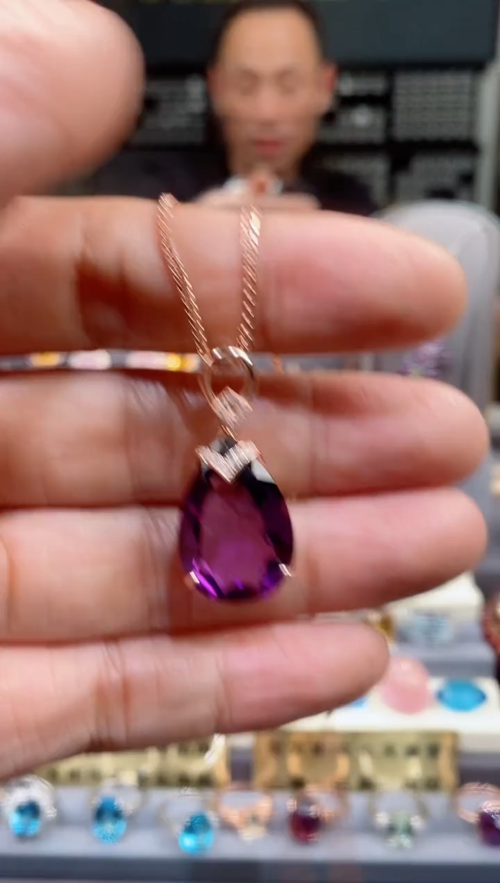 【闪购商品】紫晶吊坠银S925镶嵌紫晶吊坠