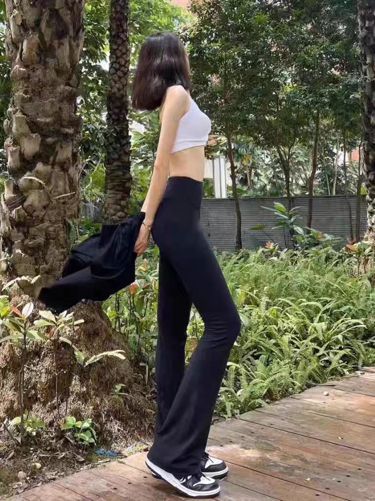 秋冬新款加绒鲨鱼裤显瘦微喇叭裤