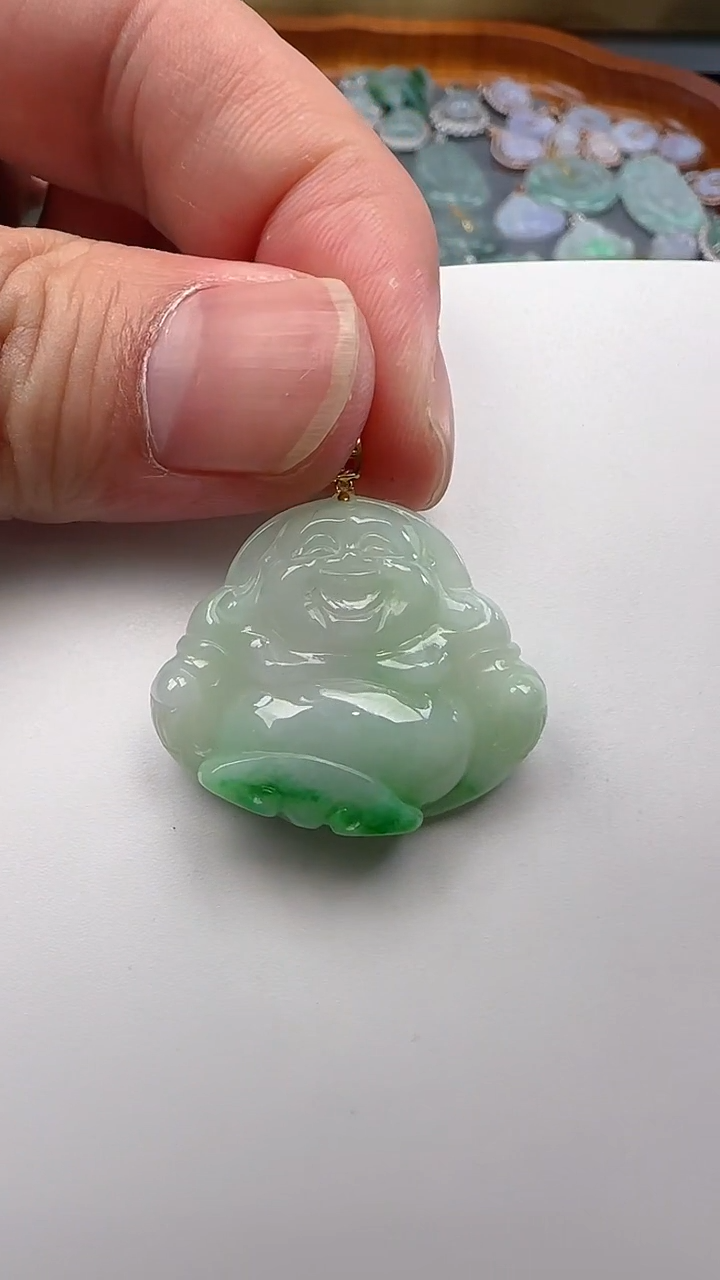 翡翠18K金镶嵌吊坠(不含链)佛公