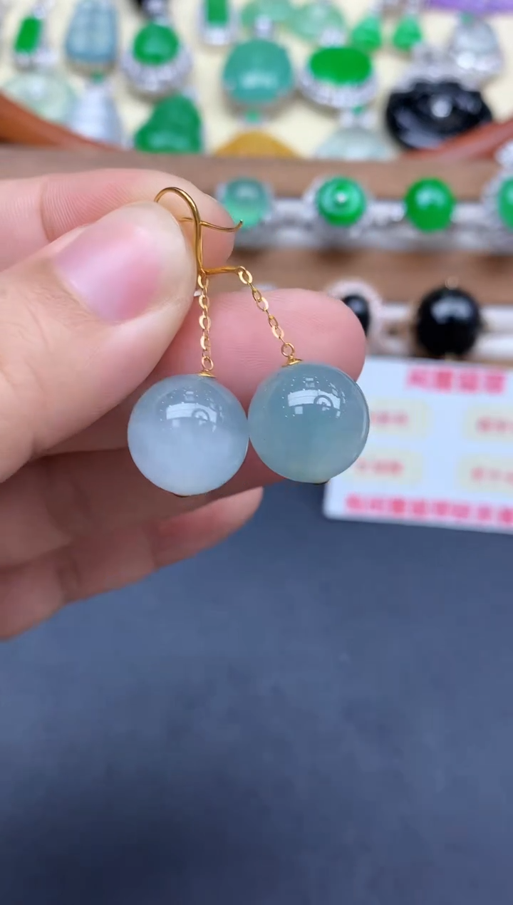 18K金镶嵌翡翠耳饰172-中国好珍宝